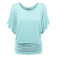 thumbnail image 2 of MBJ Womens Boat Neck Short Sleeve Dolman Drape Top, 2 of 4
