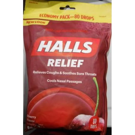 Halls Triple Action Soothing Cough Drops, Cherry, 80