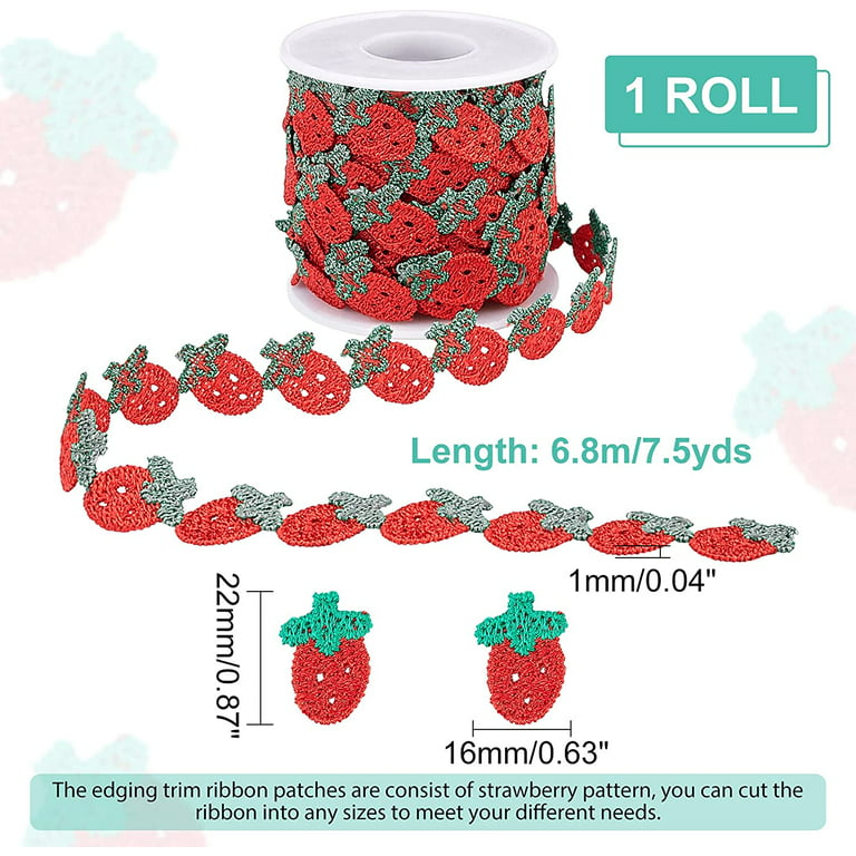 arricraft Strawberry Decorating Lace Trim Ribbons 7.5 Yard ×5/8 Fruit  Style Polyester DIY Ribbon for Sewing Craft Decoration 