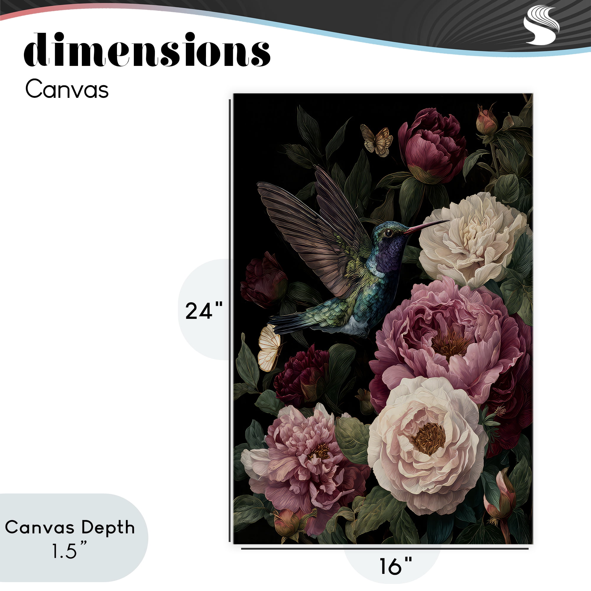 Stupell Industries Hummingbird & Lush Peonies Canvas Wall Art, design by The Wands Want