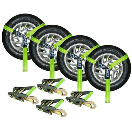 - Vulcan HI-VIZ 96'' Lasso Auto Tie Down w/Snap Hooks - 3300 lbs. SWL 4 Pack