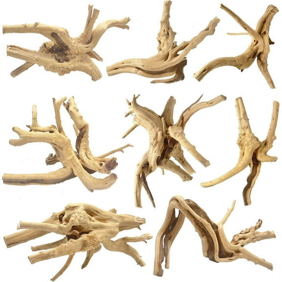 Natural Aquarium Driftwood for Fish Tanks & Reptile Terrariums – Safe Fish Tank Decorations, Unique Twisted Branches 2-Piece 10-14 Inch Low Tannin, Easy to Sink