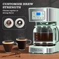 thumbnail image 3 of pupikeji 12-Cup Programmable Coffee Maker, Regular & Strong Brew Drip Coffee Machine for Home and Office, Glass Carafe, Pause & Serve, Auto Shut Off, Green & Stainless Steel, 3 of 18