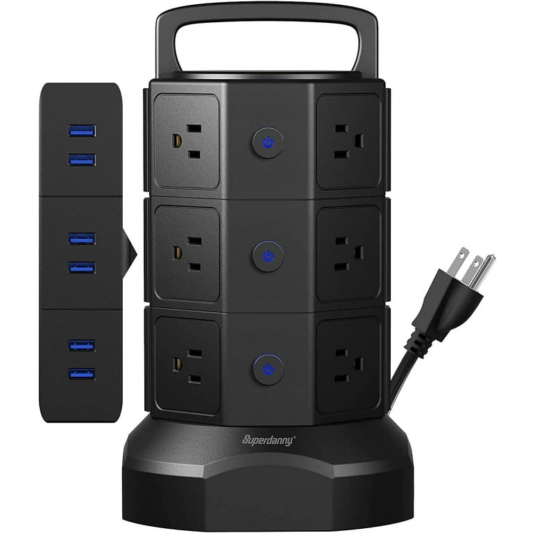 Magnetic Wireless Charger Surge Protector Power Strip Tower 6.5ft