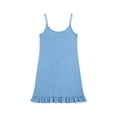 thumbnail image 6 of Women's Summer Slip Dress Adjustable Spaghetti Strap V-Neck Ruffle Hem Loose Casual Mini Dress Light Blue-A XL(XL), 6 of 6