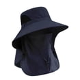 thumbnail image 2 of BESEW7 Outdoor Sun Protection Bucket Hat for Men Women, Fishing Sun Hat with Detachable Neck Flap for Hiking Gardening Beach Boating Travel Navy, 2 of 9