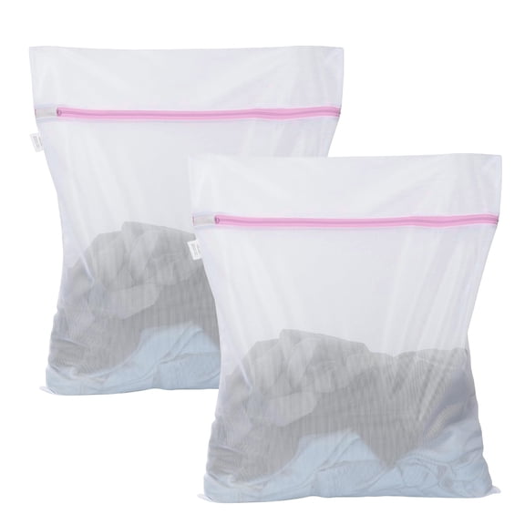 Januofit  Medium Mesh Laundry Bags 20x24 inch Zipper Lingerie Bags for Washing Delicates Net Laundry Mesh Bag Sack Machine Washable for Travel Dorm Hotel Camp, White