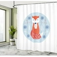thumbnail image 4 of Ambesonne Jungle Theme Shower Curtain, Fox Pine Trees Snows, 69"Wx70"L, Burnt Sienna and Soft Blue, 4 of 4