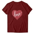 thumbnail image 5 of Été jusqu'à 65 % de Rabais Iumwxz T-Shirt Décontracté Confortable Ample Plissé Hauts d'Été pour Femmes Blouse Graphique Cœur Hauts Col Rond Manches Courtes T-Shirt pour Femmes Doux et Confortable Plage, 5 of 5
