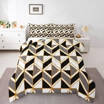 Homewish Geometric Stripes 2pcs Bedding Comforter Set for Female Men Women,Retro Minimalist Twin Comforter Sets,Vintage Aesthetic Breathable Bedding Set,Microfiber Bedroom Decor,Reversible