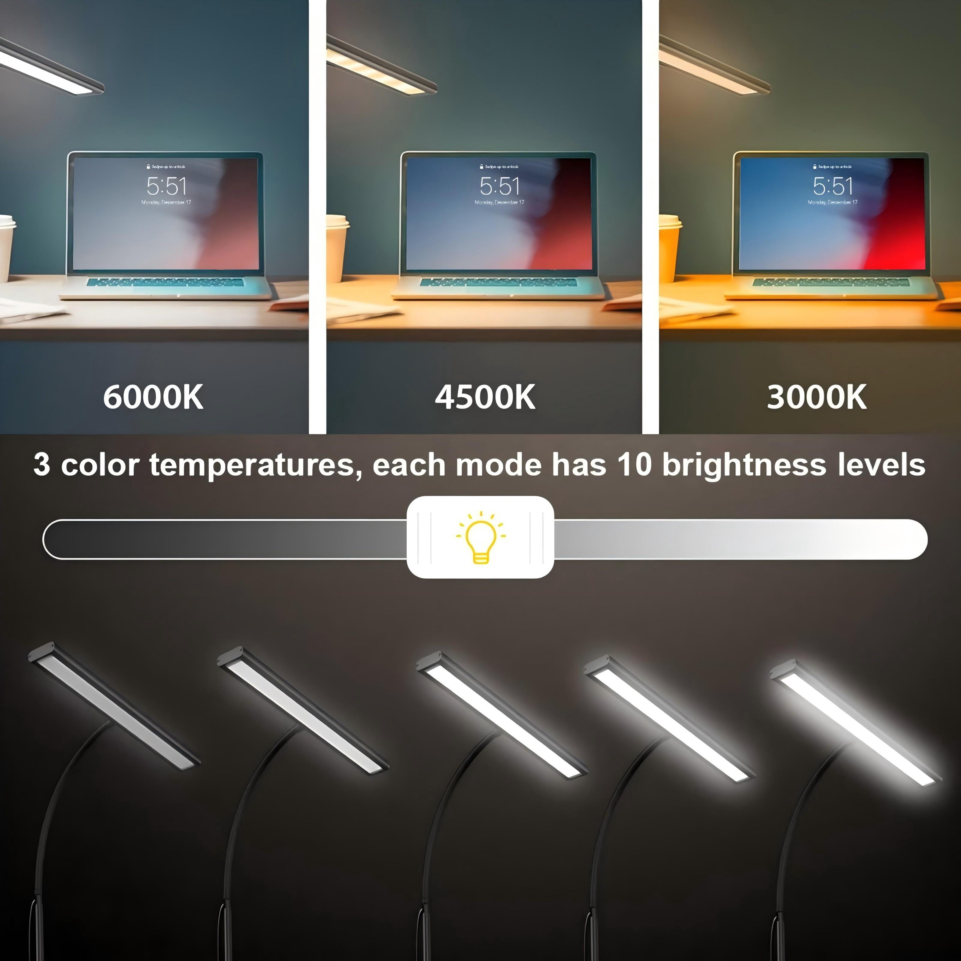 vonesiy 18W LED Desk Lamp with Adjustable Gooseneck, 3 Color Temperatures & Brightness Levels, Eye-Caring Architect Lamp for Reading, Crafting, Home Office