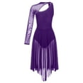 thumbnail image 4 of Alvivi Lyrical Dance Dress for Women One Shoulder Mesh Skirt Leotard Contemporary Dance Costume Purple L, 4 of 7