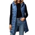 thumbnail image 5 of KICILVS Women's Long Puffer Vest Sleeveless Quilted Hooded Jacket with Pockets Winter Warm Long Zip Up Outerwear Coat, 5 of 8