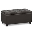 thumbnail image 2 of Sienna 34" Transitional Rectangle Ottoman Bench in Tanners Brown Faux Leather, 2 of 12