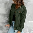 thumbnail image 6 of Herrnalise Women's Corduroy Button Down Shirts Casual Long Sleeve Oversized Jacket Shacket Coat with 4 Pockets Green,S, 6 of 9