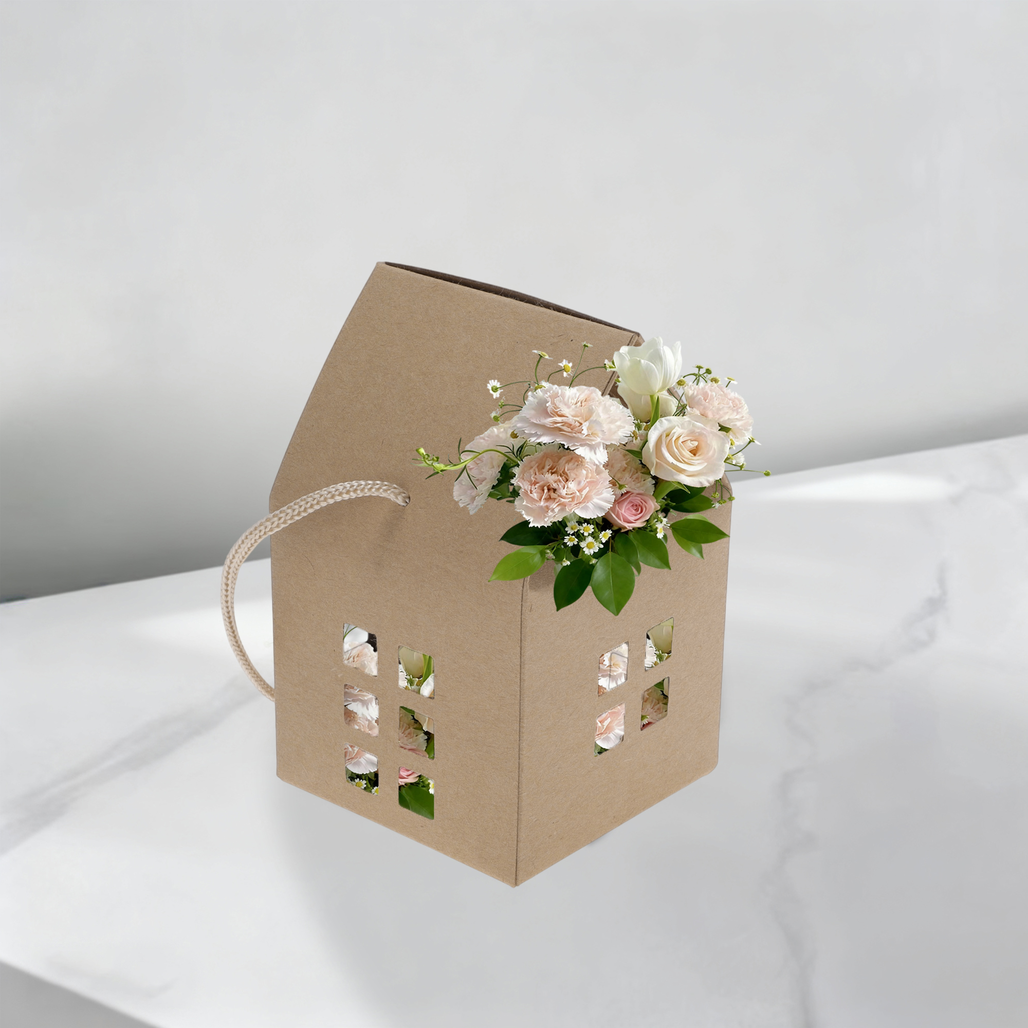Unique Bargains House Shape Gift Bags 10 Pcs for Various Occasions Brown
