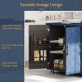 thumbnail image 2 of OMCHOM 51.2" Kitchen Island with Folding Drop Leaf,Rolling Cart Table with Storage and Towel Rack,Navy Blue, 2 of 7