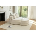 thumbnail image 6 of Chaise Lounge Chair Indoor with Ottoman, Oversized  Sleeper Chair with 5 Pillows, Velvet Upholstered Sofa Bed for Living Room, Beige, 6 of 10