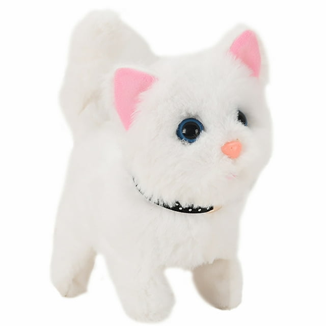 Chat Électrique en Peluche Réaliste - Jouet Mignon Chaton Marchant Poupée Animale pour Enfants