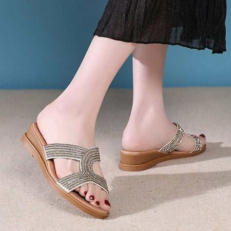 

PEASKJP Wedge Sandals for Women Women Summer Sandals Open Toe Anti-Slip Round ToeComfortable Sandals Cross Strappy Sandals Silver 8