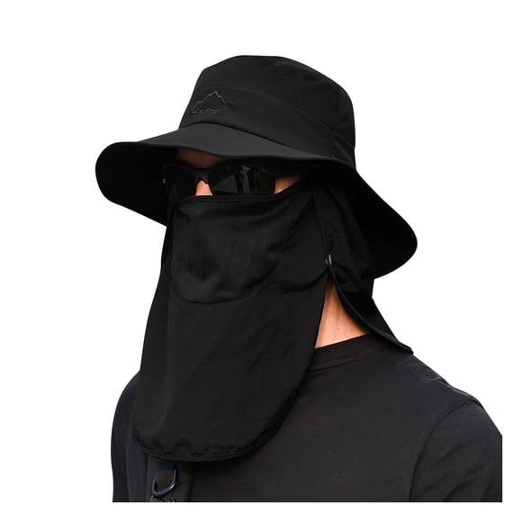 Outfmvch Beanie Hat Men'S Uv Protection Wide Sun Hats Cooling Mesh Ponytail Hole Cap Foldable Hat Winter Hat Black One Size