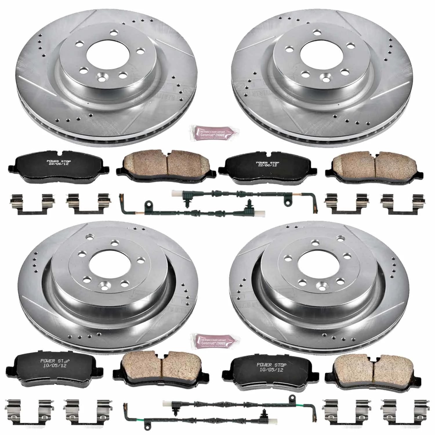 PowerStop Front and Rear Z23 Evolution Sport Carbon-Fiber Ceramic Brake Pad and Drilled & Slotted Rotor Kit Fits: LAND ROVER Select Models K4059