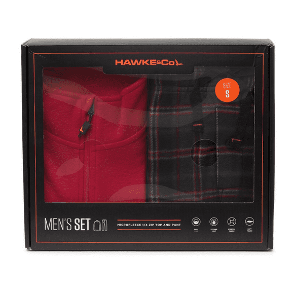Hawke and Co. Boxed Microfleece Shirt and Plaid Pants Pajama 2-Piece Set size S