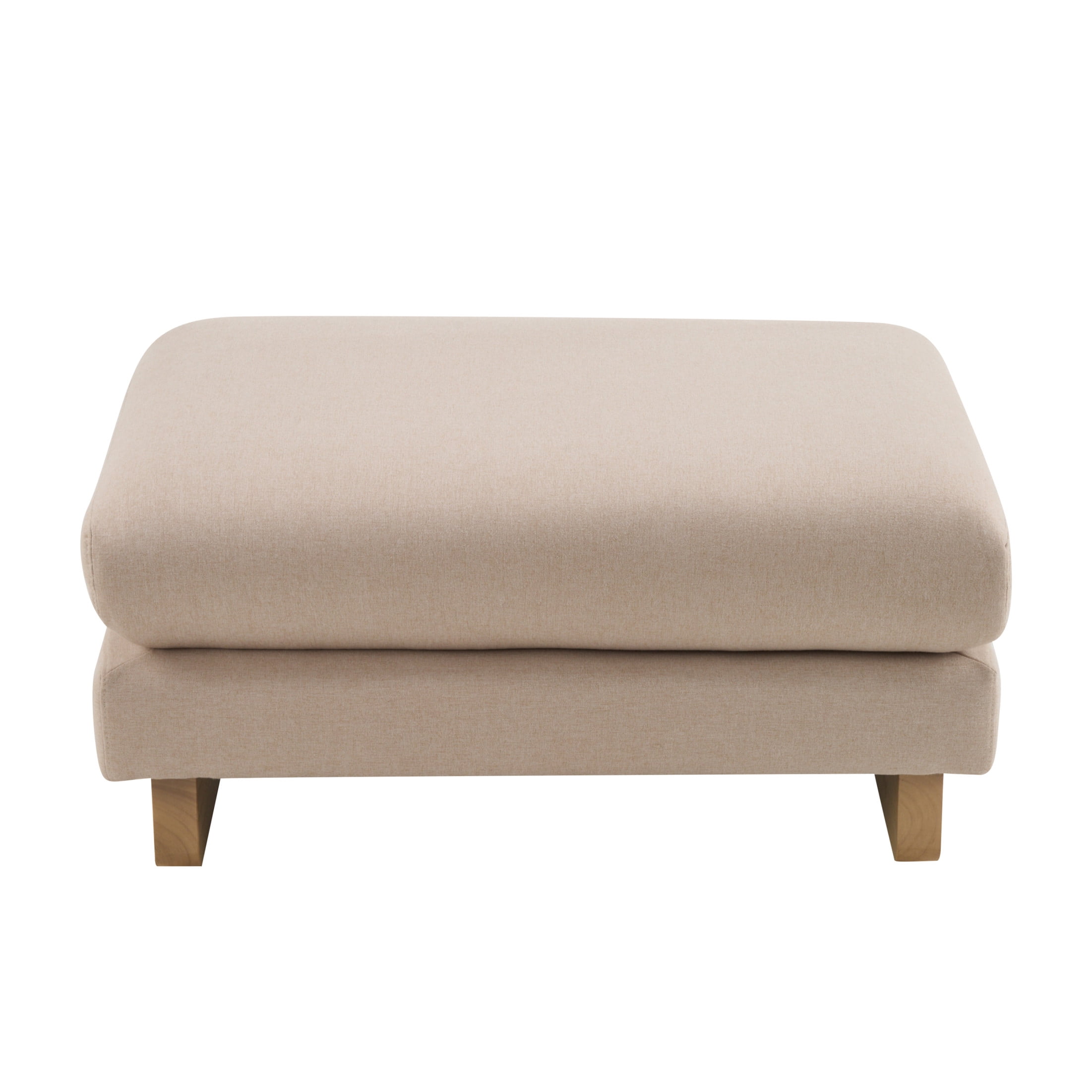 Christopher Knight Home 34" Upholstered Accent Ottoman with Wood Base for Living Room, Beige+Natural