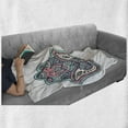 thumbnail image 6 of Hamsa Soft Flannel Fleece Throw Blanket, Hamsa Hand Motif Bohemian Female for Misfortune Print Evil Eye and Lotus, Cozy Plush for Indoor and Outdoor Use, 60" x 80", Pink Blue, by Ambesonne, 6 of 6