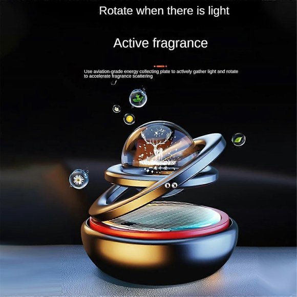 Solar Rotating Perfume Vehicl Aluminum Alloy Suspension Car Perfume Home Ornament Relaxing Desk Toys -D