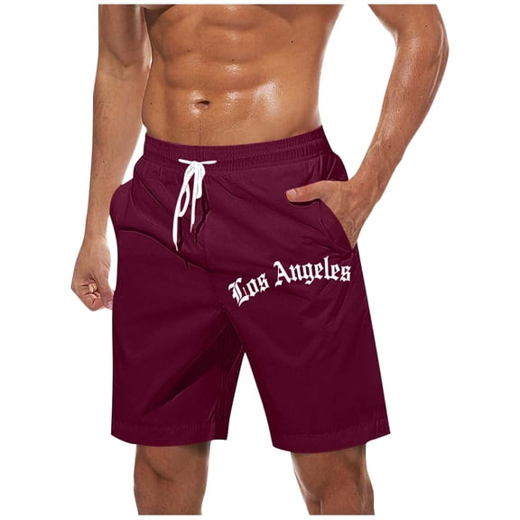 ctdiral Big and Tall Beach Shorts for Man Summer Loose Fit Drawstring Lounge Shorts Letter Print Straight Leg Short Pants with Pockets