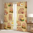 thumbnail image 2 of Feelyou Brown Kawaii Capibara Black Out Curtains, Kawaii Fast Food Curtains Pack of 2 (42x63 Each), Teens Boys Girls Kids Bedroom Curtains, Blackout Curtains Home Decor, 2 of 6