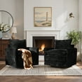 thumbnail image 2 of Ovios Swivel Accent Chairs Set of 2 Modern Corduroy Upholstered Living Room Chairs with 360° Rotation and Pillows Comfy Lounge Armchairs for Bedroom or Office, Black, 2 of 9