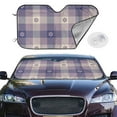 thumbnail image 3 of Lsque Purple Floral Gingham Check Plaid Car Windshield Sun Shade | Accordion Folding Style Auto Shade for Car Truck SUV Van | Blocks UV Rays Sun Visor Protector | Small, 3 of 7