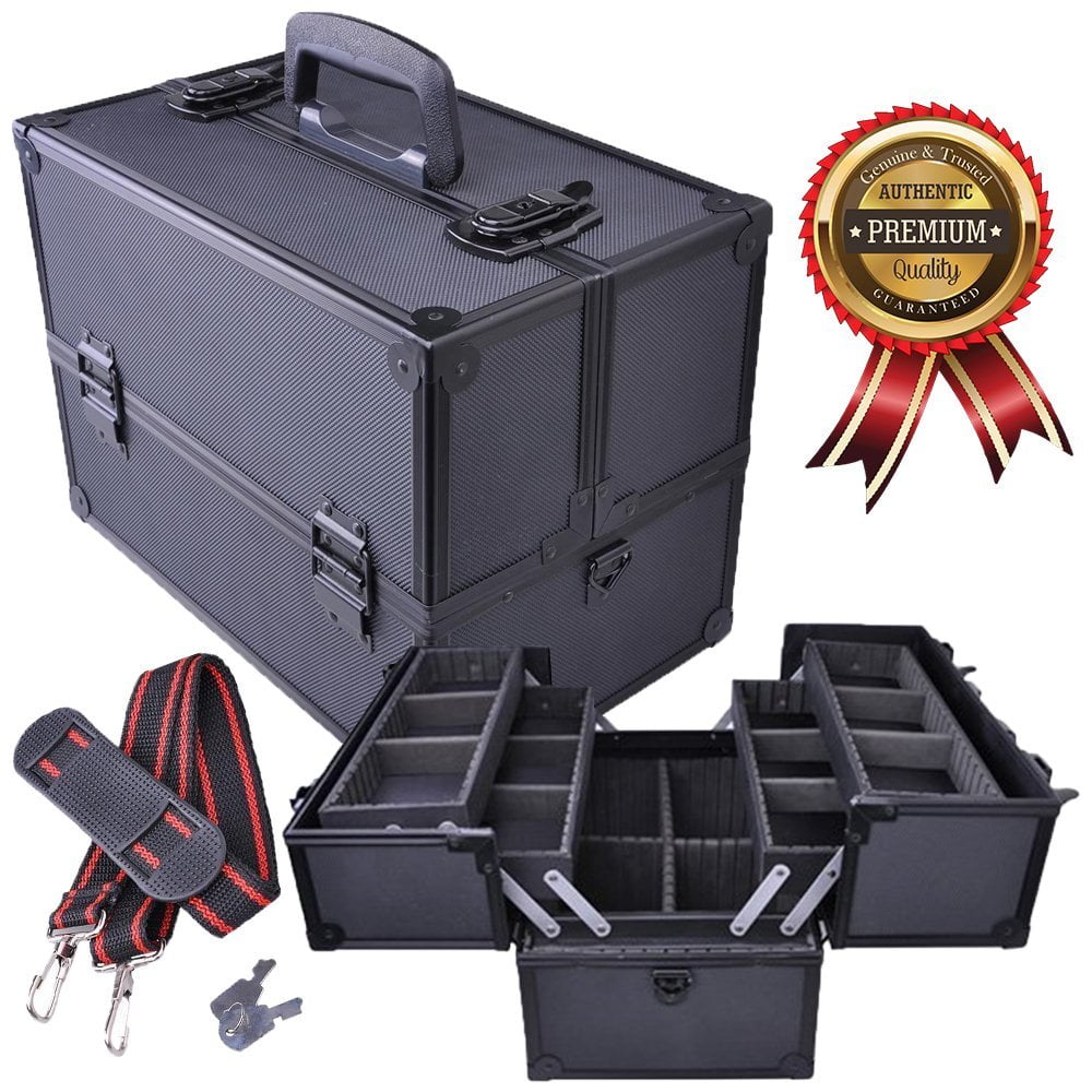 Koval Inc. Makeup Train Case, Large Aluminum Cosmetics Makeup Organizer