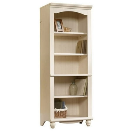 - Bowery Hill Library 5 Shelf Bookcase in Antiqued White