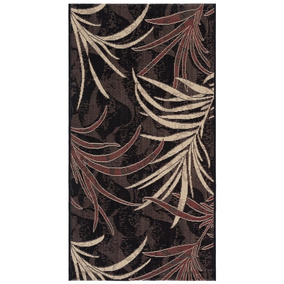 Safavieh Courtyard Essex Botanical Indoor/Outdoor Area Rug, Black/Creme, 2'7" x 5'