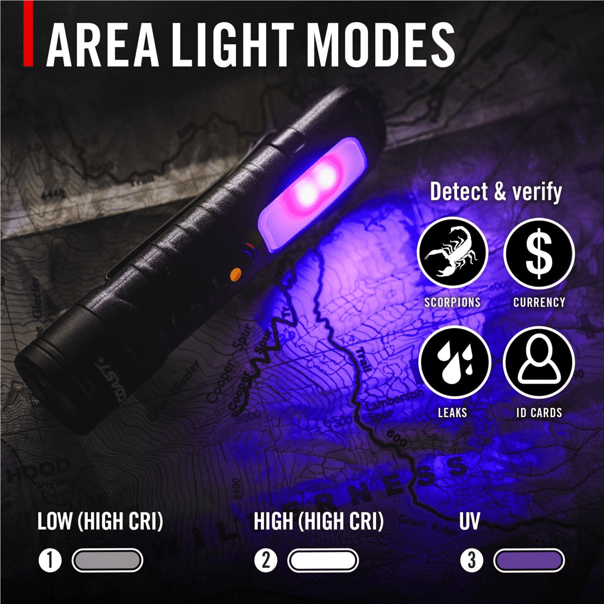 COAST KL30R 500 Lumen Area and UV Rechargeable Flashlight