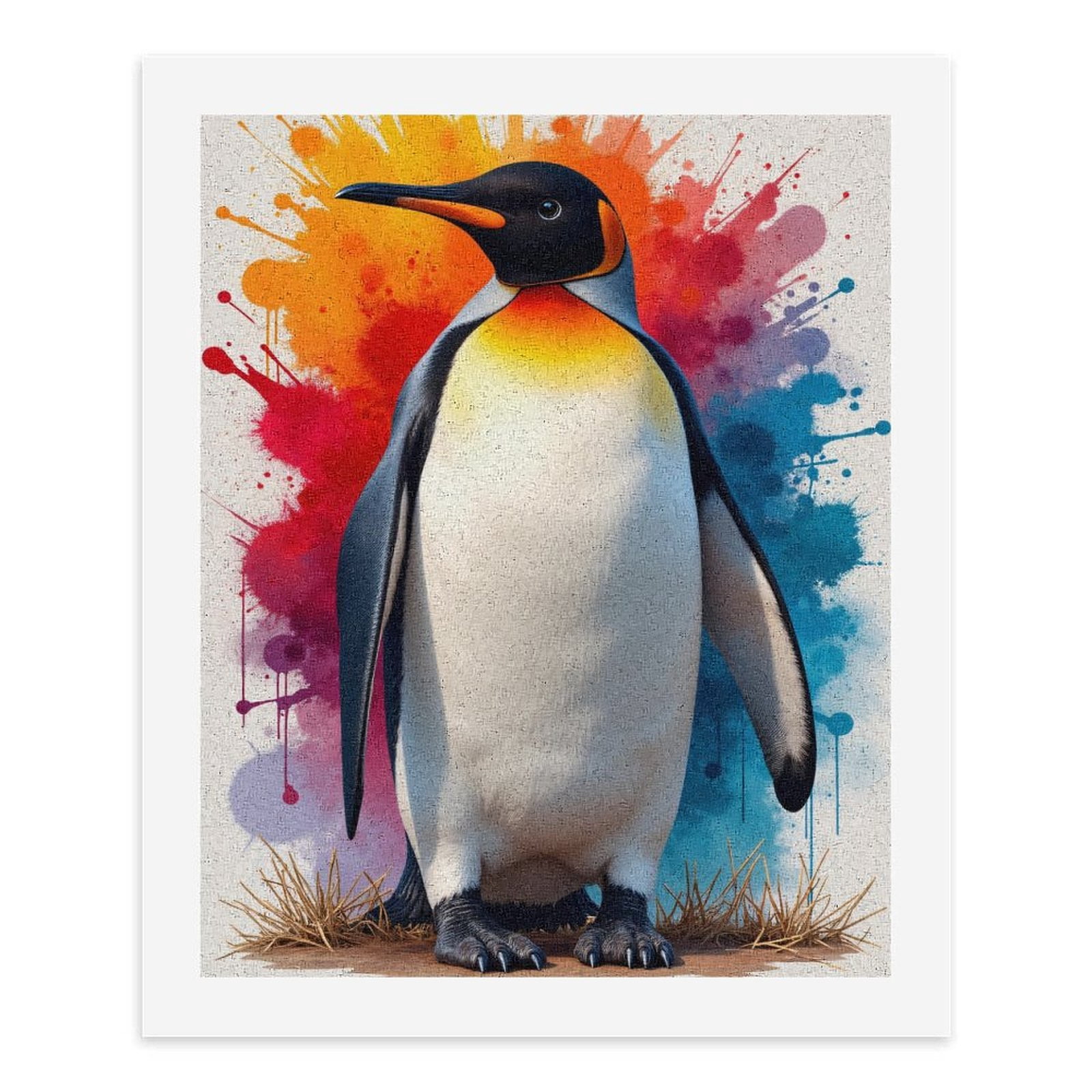 Paint By Numbers Kit for Adults Beginner - DIY Penguin Colorful Splash Art Canvas Painting Kits for Adults, Frameless Paint By Number for Adults for Home Wall Decor 16x20 Inch