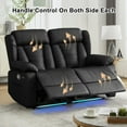 thumbnail image 3 of Loveseat Recliner Sofa, Manual Reclining Double Loveseat with USB-A & USB-C Ports/LED Lights, RV Couch for Living Room & Home Theater with Cup Holders/Side Pockets, 3 of 8
