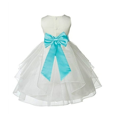 

Ekidsbridal Formal Ivory Shimmering Organza Flower Girl Dresses Graduation Ceremony Birthday Party Communion Baptism Christening Gown 4613T 8