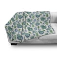 thumbnail image 3 of Green Leaf Soft Flannel Fleece Throw Blanket, Monstera Coconut Palm Tree Leaves Exotic Rainforest Foliage Eco, Cozy Plush for Indoor and Outdoor Use, 50" x 70", Turquoise Navy Blue, by Ambesonne, 3 of 6