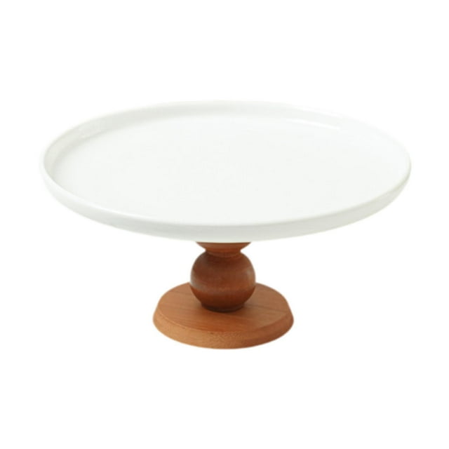Soporte para tartas con base, plato de frutas, soporte para exhibición de postres, bandeja para servir con pedestal Pie marrón