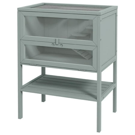 Barara King 3-Tier Wooden Hamster Cage Mice and Rat Cage Small Animals Hutch with Openable Top, Gray