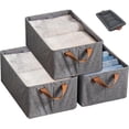 thumbnail image 1 of 3PCS Cestas organizadoras con soporte metalico,cesta de almacenamiento plegable，caja organizadora tela,organizador de ropa para clósets，grande，Lavable,armarios canasta (Gris, 47*28*19cm), 1 of 6