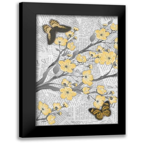 Stimson, Diane 11x14 Black Modern Framed Museum Art Print Titled - Cherry Blossom Bflies A