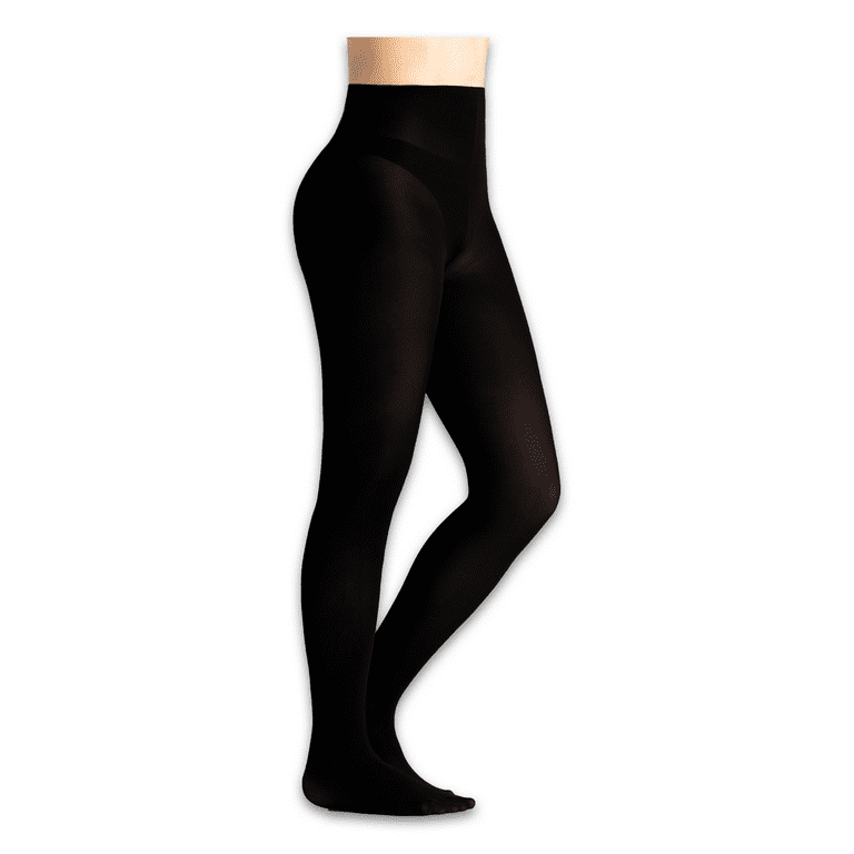 On The Go Women's Control Top Black Footed Opaque Tights