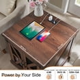 thumbnail image 6 of T4TREAM Farmhouse Nightstand with Charging Station ,Modern End Side Table with Storage Shelf for Bedroom Living Room Office, Brown, 6 of 7