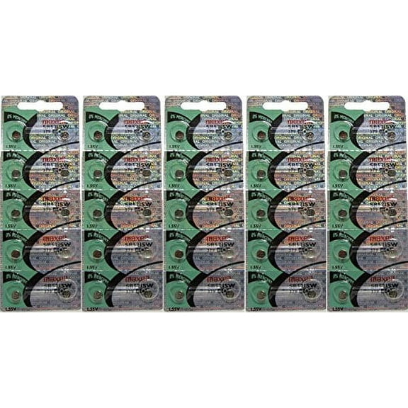 50 Maxell 379 SR521SW Silver Oxide Batteries Hologram