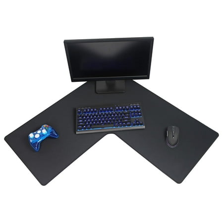 LPadds L Shaped Mouse Pad Large/Black - 3mm Thickness Stitched Edges, Water Resistant, Ideal for L Shaped Desks and Gaming (Best Gaming Setup Under 200)